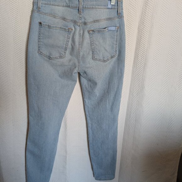 7 For All Mankind The High Waist Ankle Skinny Jeans with Rainbow Fringe Size 28 - Picture 5 of 10